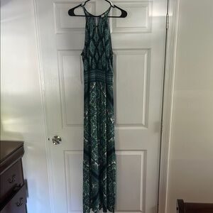 Green Patterned Halter Maxi Dress